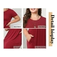 thumbnail image 6 of Mengpipi Women's Maxi Dresses Short Sleeve Long Casual Dresses Loose Plain with Pockets, Wine-L(US 12-14), 6 of 8