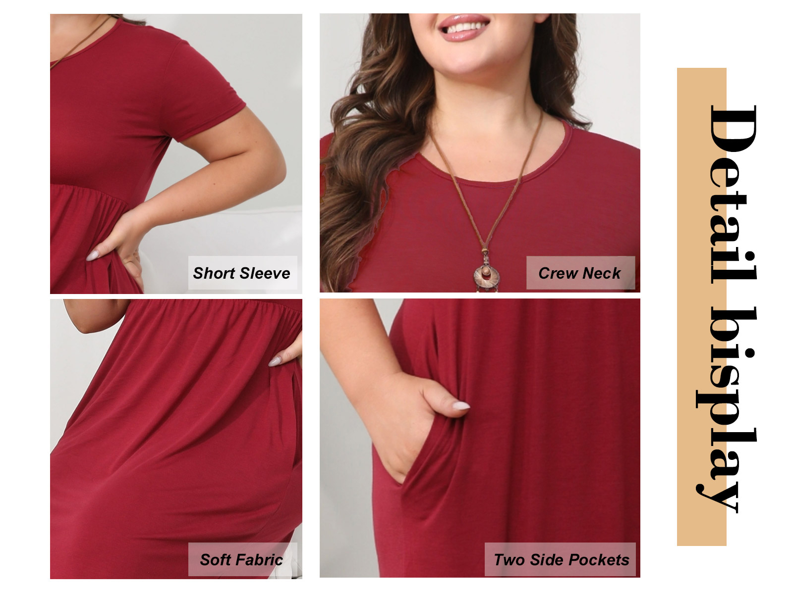 Mengpipi Women's Maxi Dress with Short Sleeves and Pockets photo 5