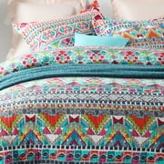 NEWLAKE Cotton Bedspread Queen Quilt Sets Reversible Patchwork Coverlet Set, Boundless Universe Pattern
