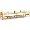 thumbnail image 2 of vidaXL 4-Seater Patio Sofa with Cream Cushion Solid Acacia Wood, 2 of 8