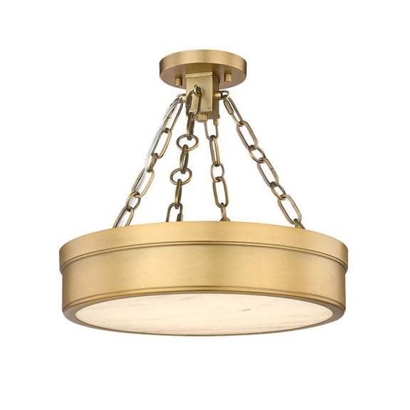 1944SF15-RB-LED-Z-Lite-Anders - 30W 1 LED Semi-Flush Mount In Mid-Century Modern Style-13.75 Inches Tall and 15 Inches Wide-Rubbed Brass Finish