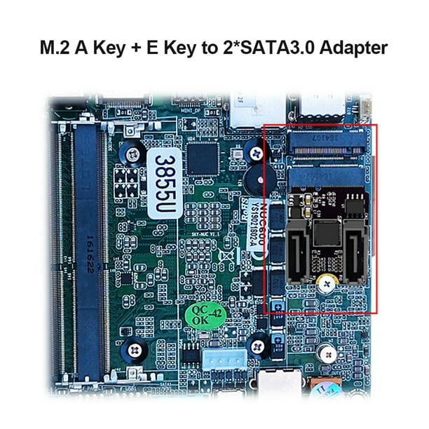 M.2 A + E Key NGFF a 2 puertos SATA3.0 Tarjetas adaptadoras para computadora SSD PC