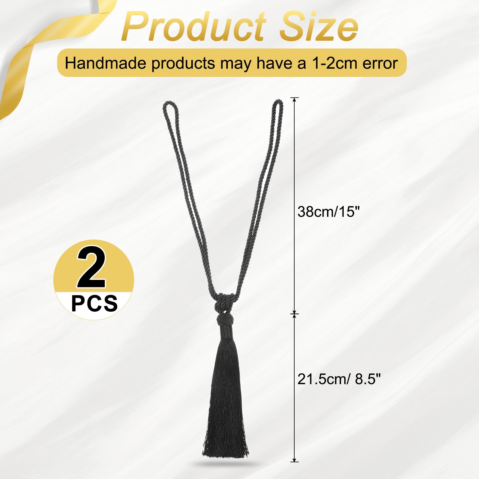 Unique Bargains Handmade Elegant Curtain Tiebacks Tassel Home Decor Black 2 Pcs
