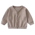 thumbnail image 4 of Gubotare Cardigan for Toddler Girl Girls Cardigan Sweaters Ruffle Sweater V Neck Button Front Outerwear 1T 2T (Coffee,1-2 Years), 4 of 6
