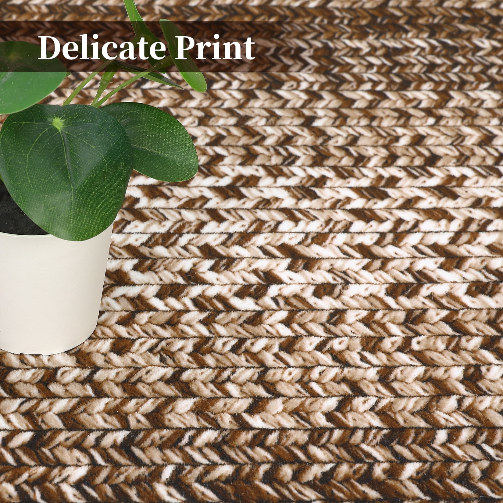 Aoile 9'x12' Washable Area Rug, Geometric Printed Rugs with Non Slip for Living Room Bedroom Dining Room, Brown