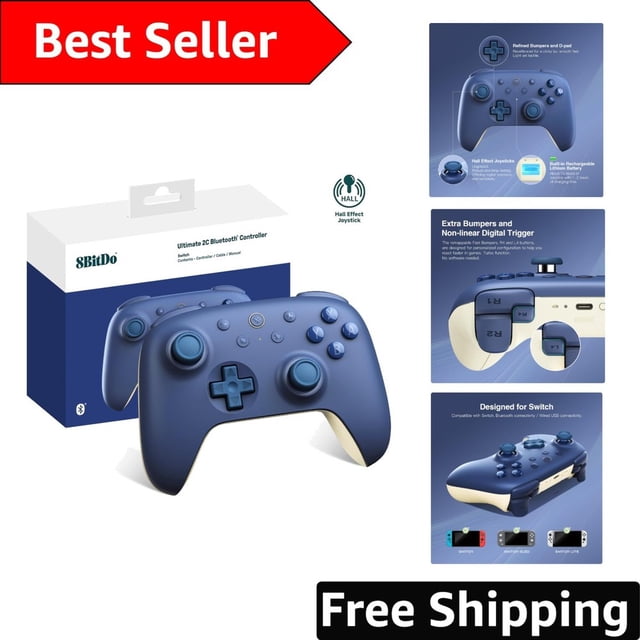 Jeu Amélioré avec Manette Bluetooth 2C - Joystick Reconfigurable pour Switch
