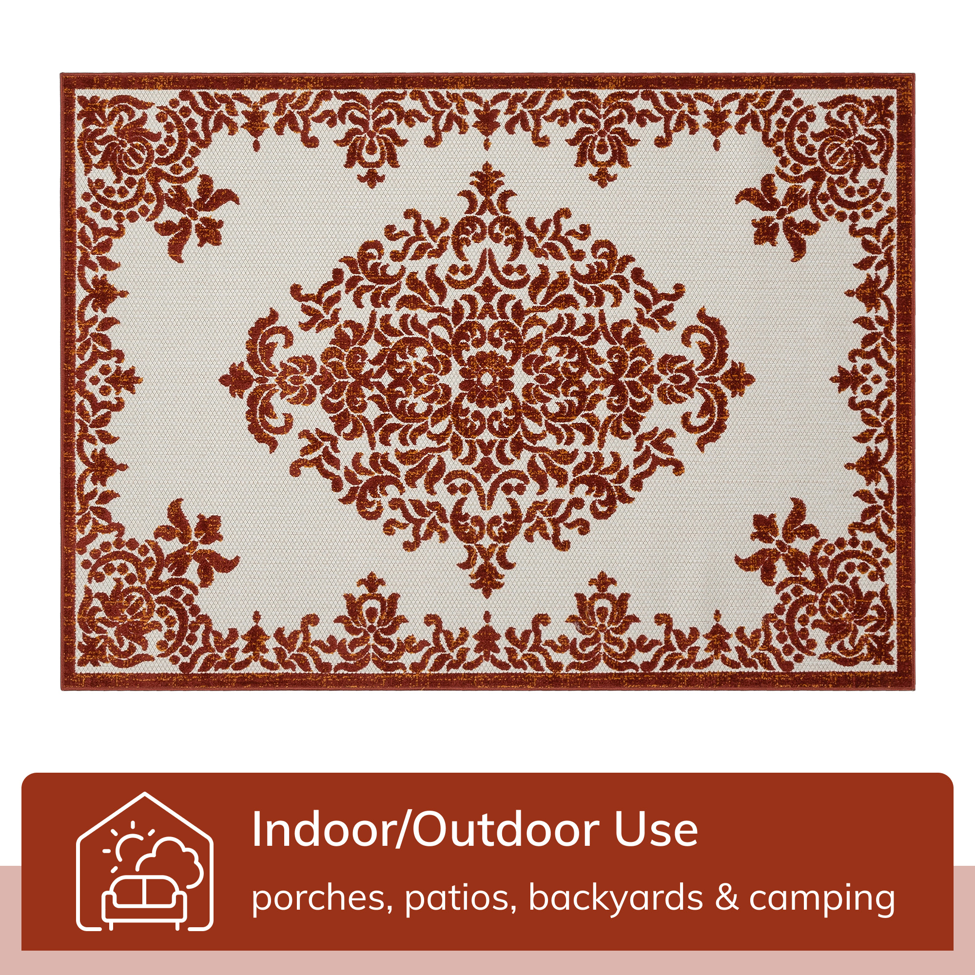 Well Woven Dorado Arid Modern Floral Terracotta Indoor/ Outdoor High-Low Pile 5'3" x 7'3" Area Rug