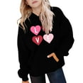 thumbnail image 4 of Lorytime Kid Vintage Hoodies for Girl Letters Long Sleeve Crewneck Sweatshirts Heart Pullover with Pocket Loose Tops, 4 of 5