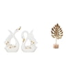 thumbnail image 1 of Estatuas de cisnes,Estatua de cisne de cerámica Escultura de mesa de cisne Elegante,Figura de cisne de porcelana Figura de cisne Decoración de escritorio,Escultura de hojas,Estatua de hoja de, 1 of 8