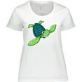 thumbnail image 3 of Inktastic Sea Turtle with Swirls Women's Plus Size T-Shirt, 3 of 5