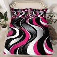 thumbnail image 2 of Manfei Pink Stripes Adult Bed Sheets, Abstract Ombre King Sheets, Chic Geometric Artwork Sheet Set, Lightweight Room Decor, 4-Piece, 2 of 7
