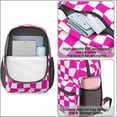 thumbnail image 4 of Pink and White Wavy Checkered Pattern 17" School Backpacks for Teens,Waterproof Oxford Fabric,S-Shape Padded Straps for School,Travel,Hiking,Camping, 4 of 6