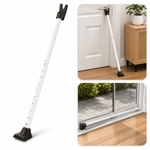 Adjustable Door & Patio Security Bar,Heavy-Duty Iron,18.25"-47.5",White