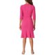 thumbnail image 3 of Vestido de tubo elegante para mujer Inspire Chic, con cuello redondo, mangas 3/4, abertura, ceñido al cuerpo, en color rosa intenso, talla XL, 3 of 5
