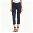 thumbnail image 4 of Women's Soft Stretchy Straight Leg Pants with Elastic Mid Waistband and Pockets, Casual Work Lounge Business Travel Pants, Womens | VerBelle,Navy L, 4 of 6