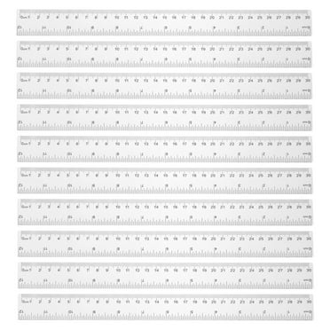 Uxcell 20pcs Clear Plastic Ruler 30cm / 1.18" Straight End Ruler with Black Scale Mark
