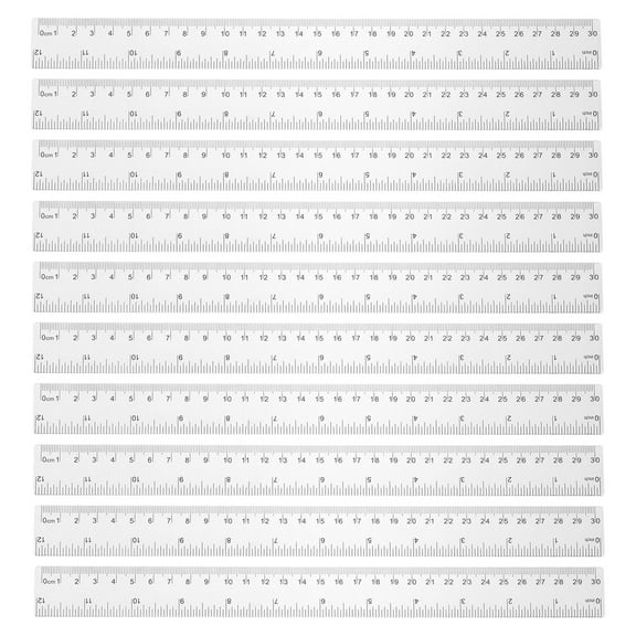 Uxcell 20pcs Clear Plastic Ruler 30cm / 1.18" Straight End Ruler with Black Scale Mark