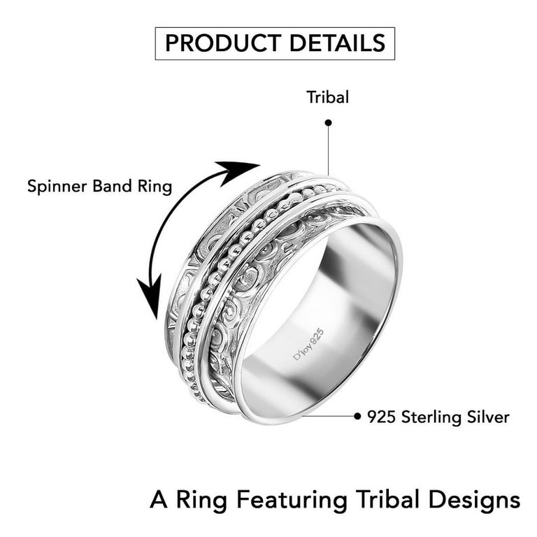 Spinner Ring Meditation Ring Anti Stress Ring Three Metal Rings