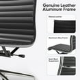 thumbnail image 5 of Cottinch Ribbed Office Chair High Back Armless Genuine Leather Ergonomic Desk Chair, Adjustable Height Executive Conference Task Chair Swivel Chair for Home Office, Black, 5 of 12
