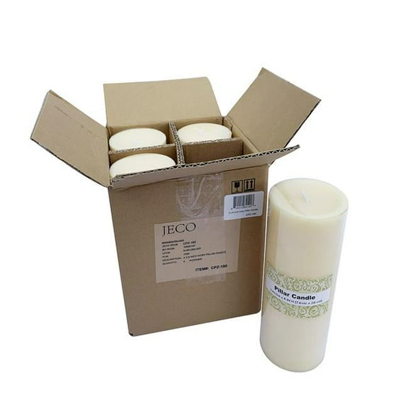 Jeco CPZ-180-4 3 x 8 in. Pillar Candle, Ivorys - Set of 4