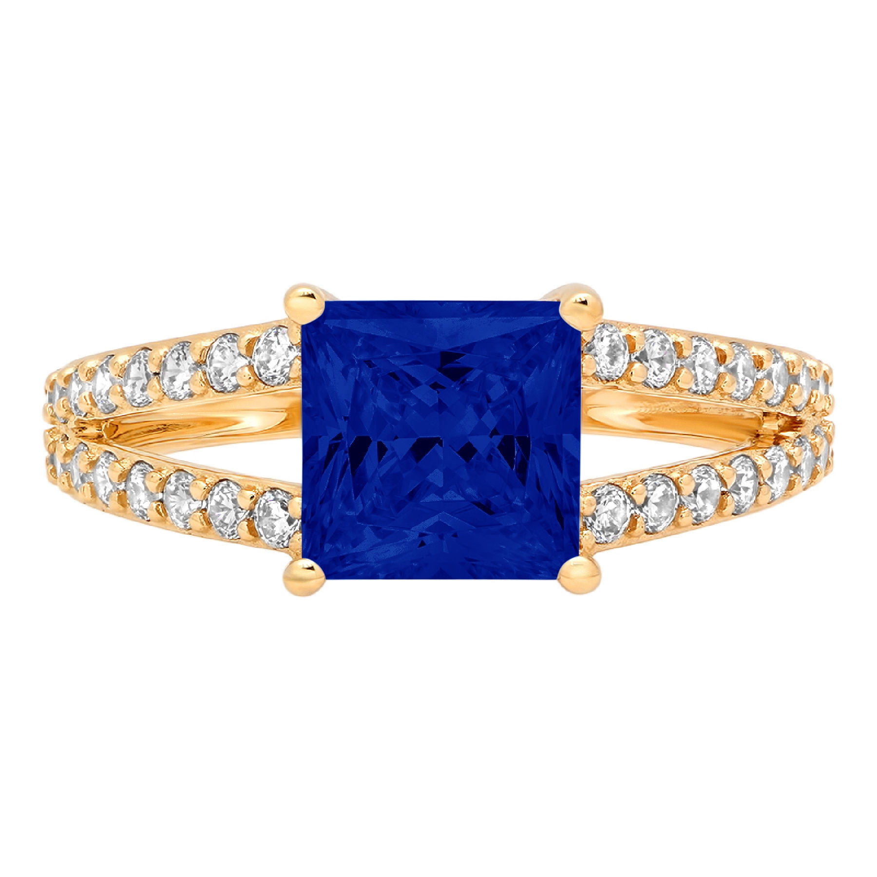 Details about   4 Ct Princess Cut Blue Sapphire 14K Yellow Gold Over Engagement Vintage Ring 