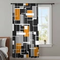 thumbnail image 3 of Burnt Orange Black Geometric Sheer Curtains 63 Inches Long, Modern Color Block Abstract Light Filering Curtains, Breathable Simi Curtain Privacy Drapes for Living Room Bedroom Window Treatment, 3 of 9