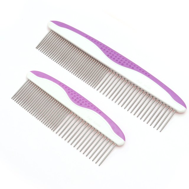 unbranded 2Ud Peines Para De Mascotas De Inoxidable Con Mango Antideslizante Para
