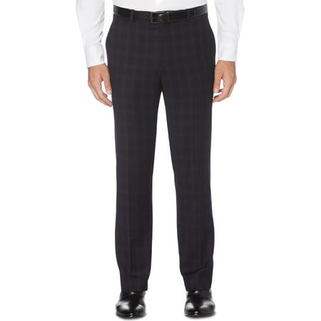 Perry Ellis Mens Window Pane Slim Fit Dress Pants