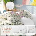 thumbnail image 2 of 3 Piece Eucalyptus Duvet Cover Set Queen Size,Microfiber Comforter/Quilt Cover with Corner Ties and 2 Pillowcases,Sage Green Botanical Leaf Pink Flower Farm All Season Bedding with Zipper Closure, 2 of 8