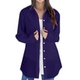 thumbnail image 2 of YVNAURA Women’s Long Sleeve Casual Tunic Tops Lightweight Loose Fit Blouses Crewneck Side Split Hem Flowy Work Shirts for Office Daily, Blue,L, 2 of 5
