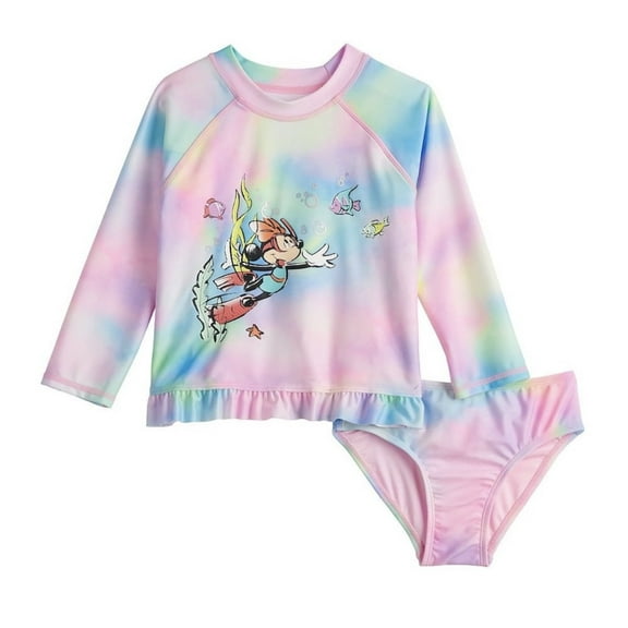 Minnie Mouse Toddler Girl's Rash Guard Swim 2pc Set (Size 2T)