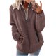 thumbnail image 2 of Pntutb Mujer Nuevo Otoño e Invierno Solapa Cremallera Bolsillo Manga Larga Mujer Top Color Sólido Sudadera De Felpa Pntutb Pntutb-3018, 2 of 5