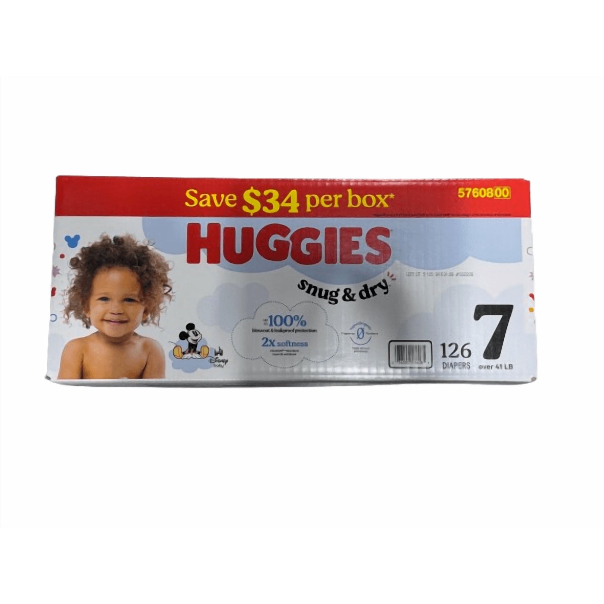 Huggies Snug & Dry Leakproof Baby Diapers, Size 7 (Over 41 lb), 126 Count