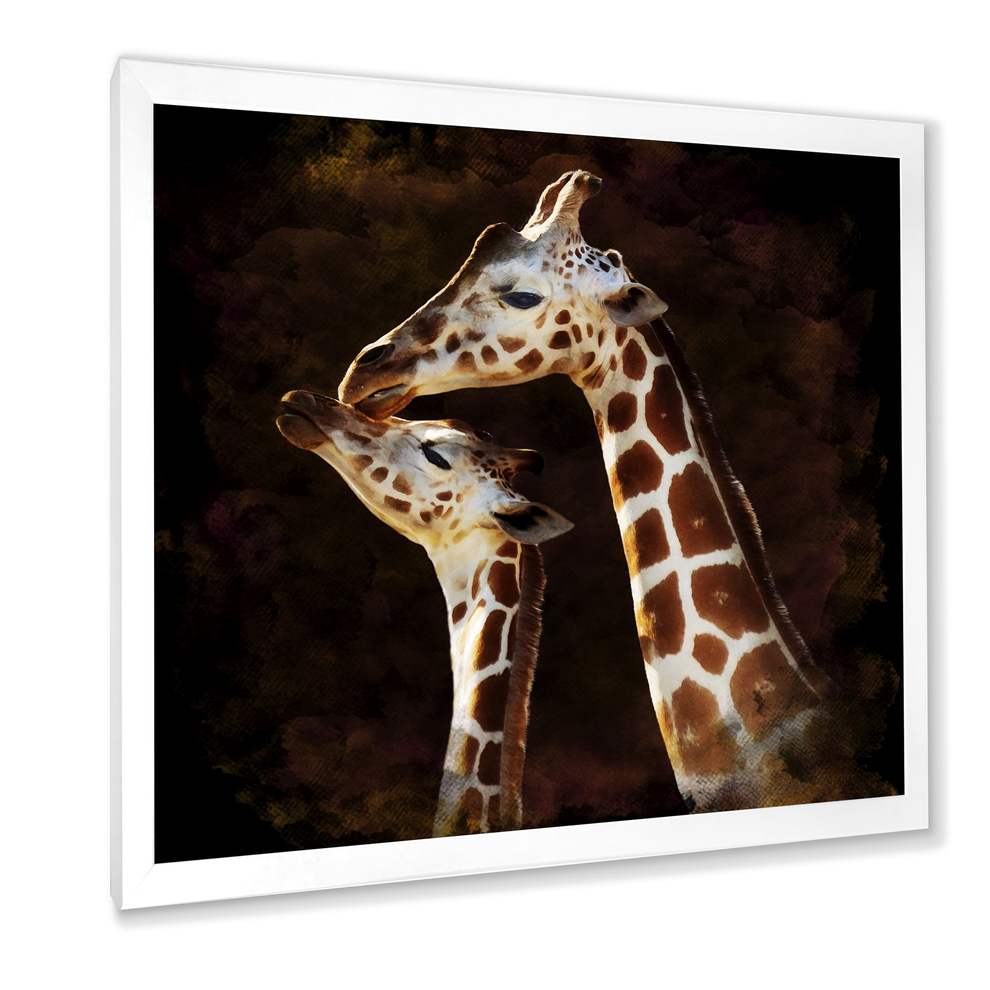 Designart 'Close UP Of Two Giraffes Kissing I' Farmhouse Framed Art Print