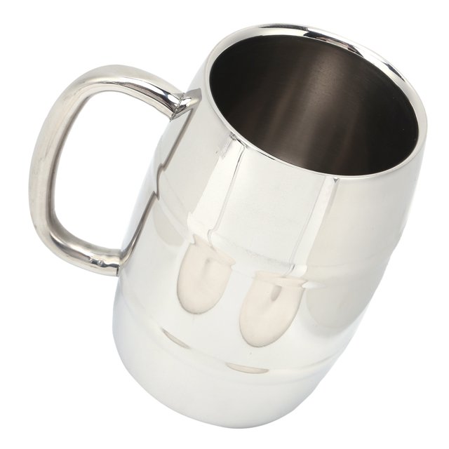 Jarra de cerveza de pared doble grande de 550 ml, barril de whisky, taza de leche de acero inoxidable 304 para bebidas frías y calientes