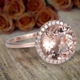 thumbnail image 3 of Huge Antique Design Halo 1.25 carat Real Morganite and Man made diamond moissanite Halo Engagement Ring Sterling Silver with 18k Gold Plating, 3 of 5