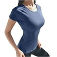 thumbnail image 2 of Short Sleeve Workout Tops for Women Stretchy Slim Fit Running Sports Shirts Mesh Yoga Gym Top, 2 of 8