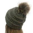 thumbnail image 3 of MIASHUI Winter Colorful Pom Pom Knit Solid Color Slouchy Beanie with Ball Warm Lined Cap Dark Gray, 3 of 3