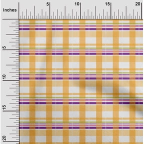 oneOone Organic Cotton Poplin Twill Fabric Madras Check Printed Fabric 1 Yard 42 Inch Wide