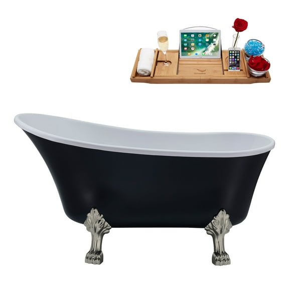 67" Streamline N367BNK-IN-BNK Clawfoot Tub and Tray With Internal Drain