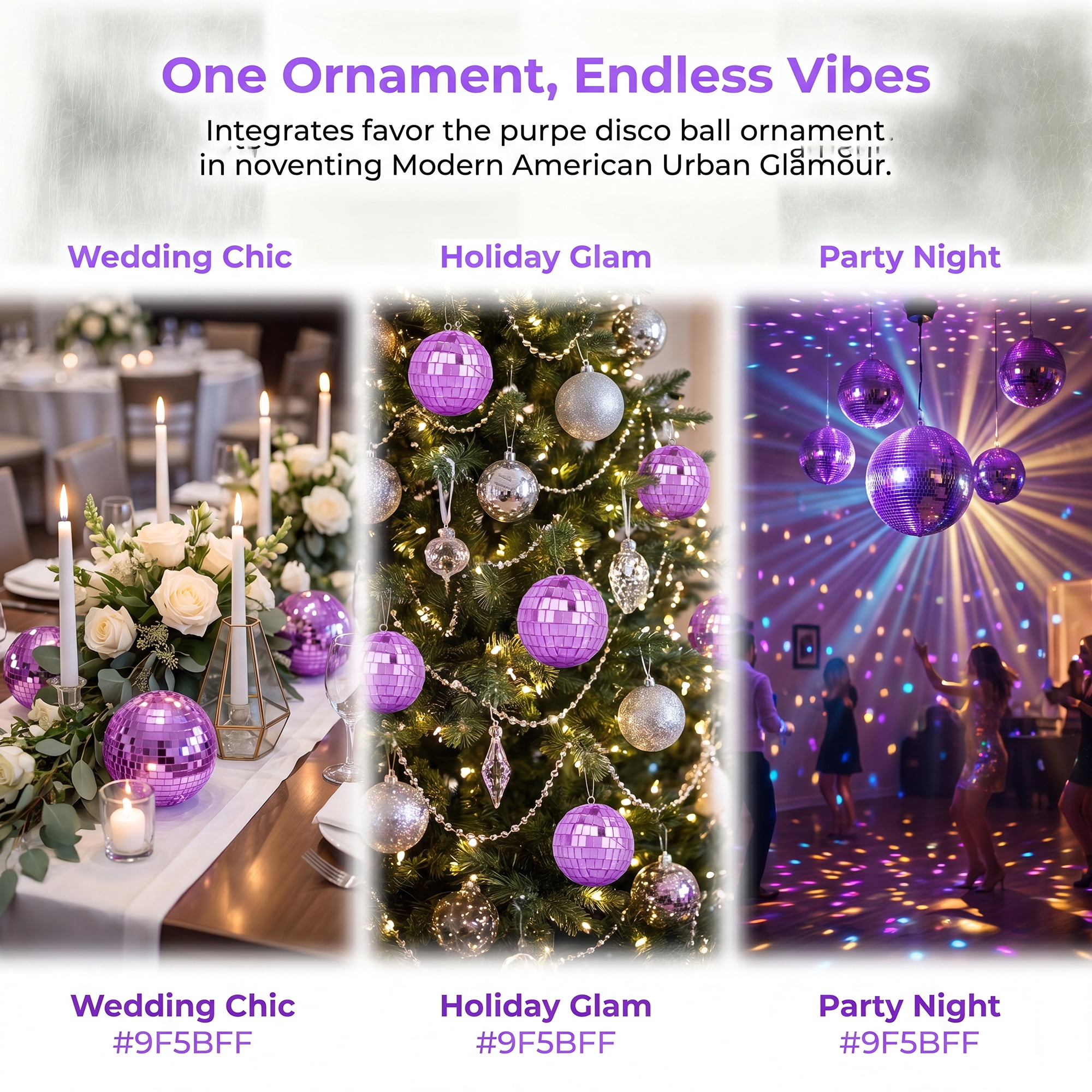 Unique Bargains 10Pcs Mirror Disco Balls for Hanging Sphere Orbs Purple 1.2"x1.2"x1.2"