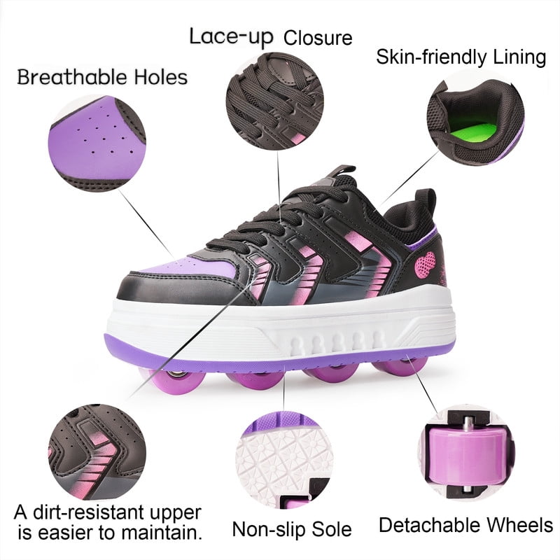 KOFUBOKE Roller Skate Shoes & Unisex Sneakers with 4 Wheels for Outdoor Sports Activities