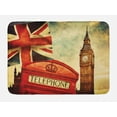 thumbnail image 1 of London Bath Mat, Vintage Style Symbols of London with National Flag UK Great Britain Old Clock Tower, Non-Slip Plush Mat Bathroom Kitchen Laundry Room Decor, 29.5 X 17.5 Inches, Multicolor, Ambesonne, 1 of 2