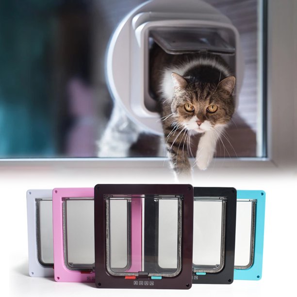 Fogcroll 1 Set Dog Flap Door 4 Switch Modes Waterproof ABS Intelligent