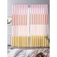 thumbnail image 4 of Colorful Stripe Semi Sheer Curtains 108 Inch Length 2 Panels Set, Modern Pink Red Yellow Vertical Striped Sheer Kitchen Curtain Privacy Voile Window Curtain for Living Room Bedroom Rod Pocket Drapes, 4 of 7