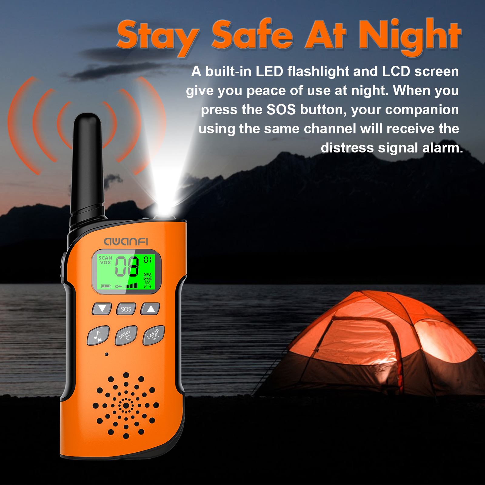 AWANFI Walkie Talkies 3-Pack Rechargeable with LED Light photo 4