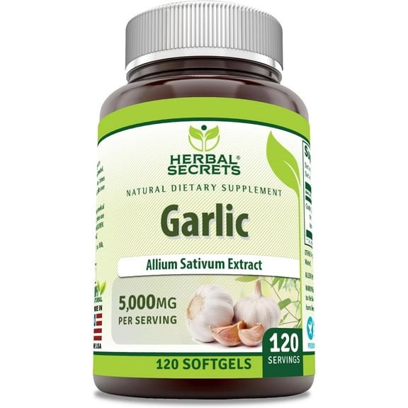 Herbal Secrets Garlic 5000 Mg Per Serving 120 Softgels Supplement