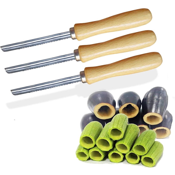 3 piezas de descorazonador de acero inoxidable, relleno de cocina, sembradora de verduras, berenjena, pepino, descorazonador de 8" de largo, taladro herramienta pequeña Sincero Electrónica