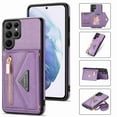 thumbnail image 6 of Decase Samsung Galaxy S22 Ultra Crossbody Wallet Case with Card Holder for Women,Leather Magnetic Zipper Purse Back Case with Card Slot Kickstand Shoulder Strap, Purple, 6 of 6