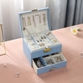 thumbnail image 2 of Organizador de joyero Zulema Bandeja de exhibición de 2 Viaje azul Caja de almacenamiento de joyas, 2 of 8